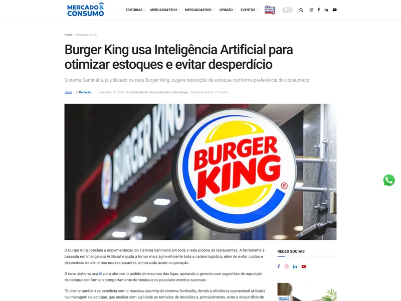 Matéria do Mercado e Consumo sobre o Sentinella